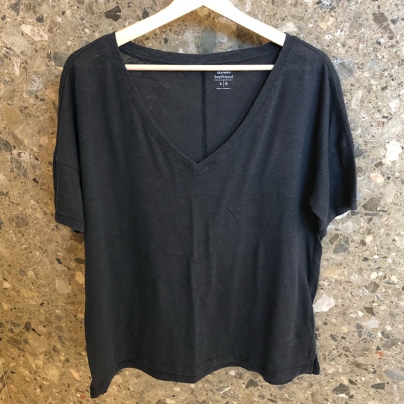 Old Navy Tops - Old Navy Gray Linen Blend Boyfriend Shirt